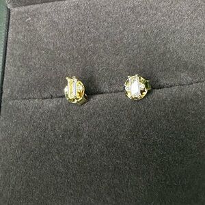 925 Sterling Silver Gold Zircon Earrings